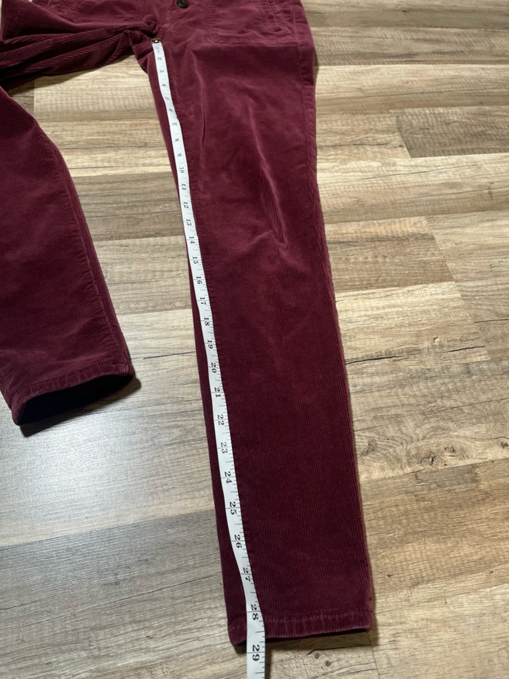 American Eagle Super Stretch Corduroy Skinny Pants Burgundy Button Fly Size 2 - Picture 15 of 16